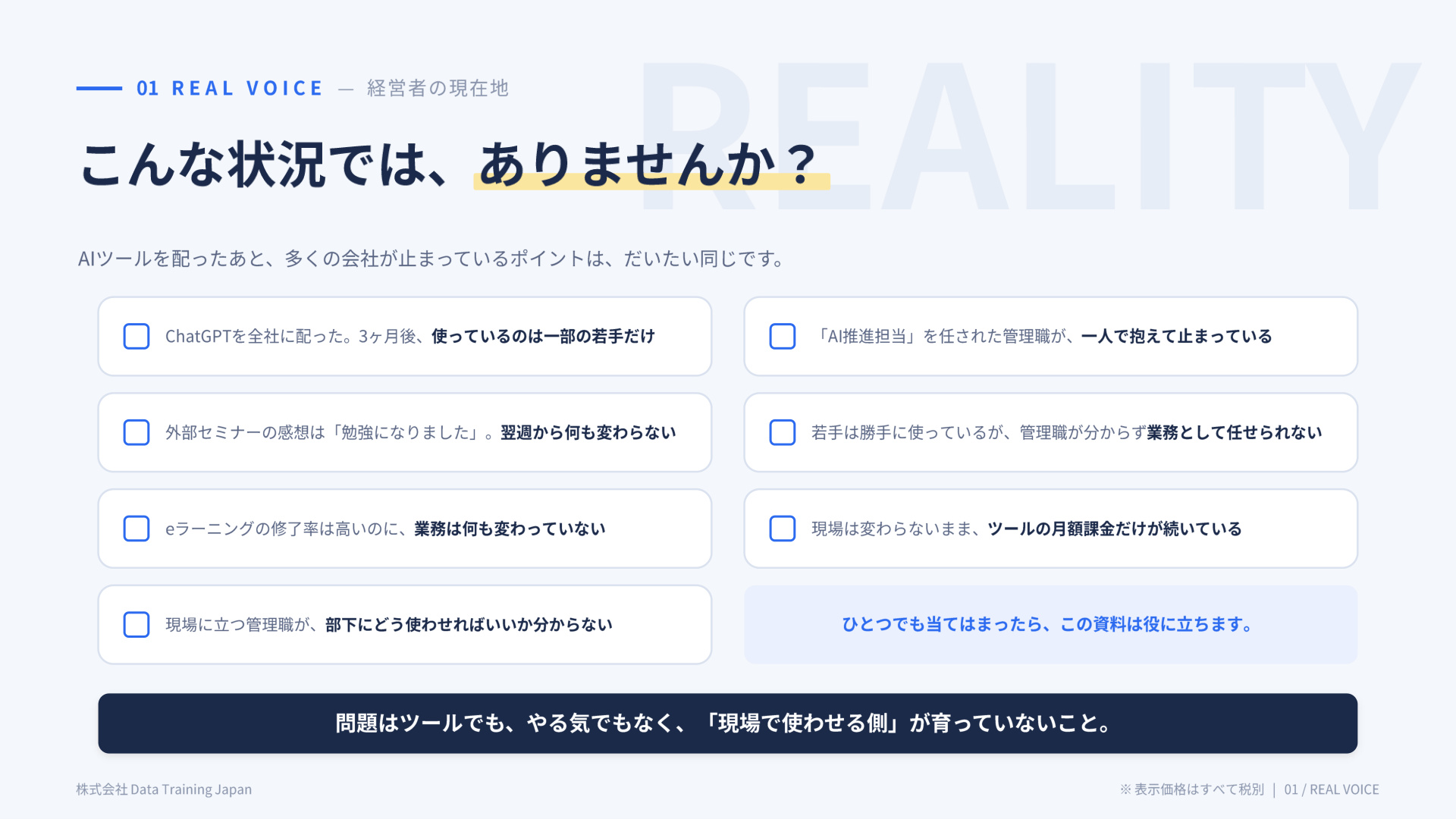 スライド:まず、御社の現場はこうなっていませんか?